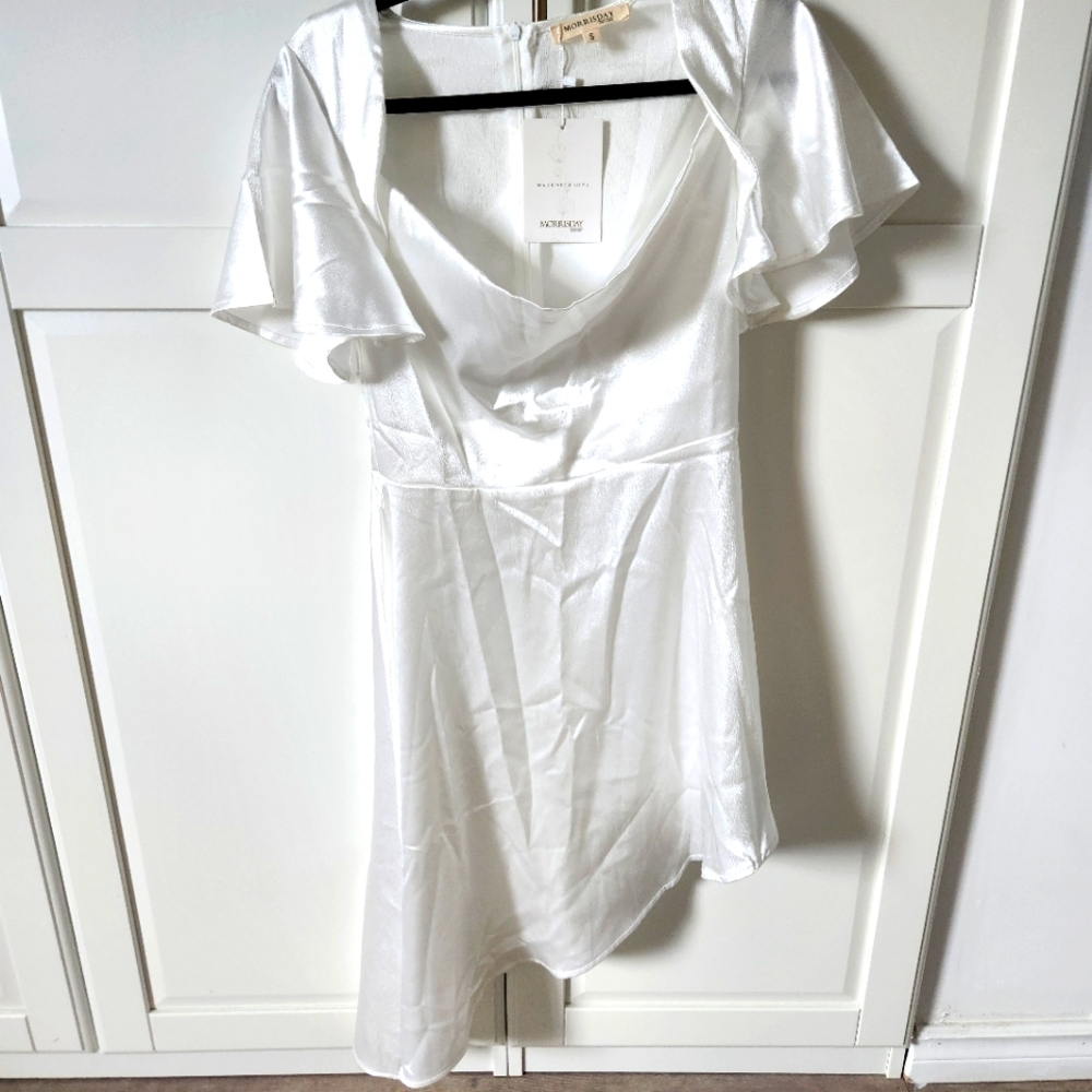 MORRISDAY White satin dress Size S new